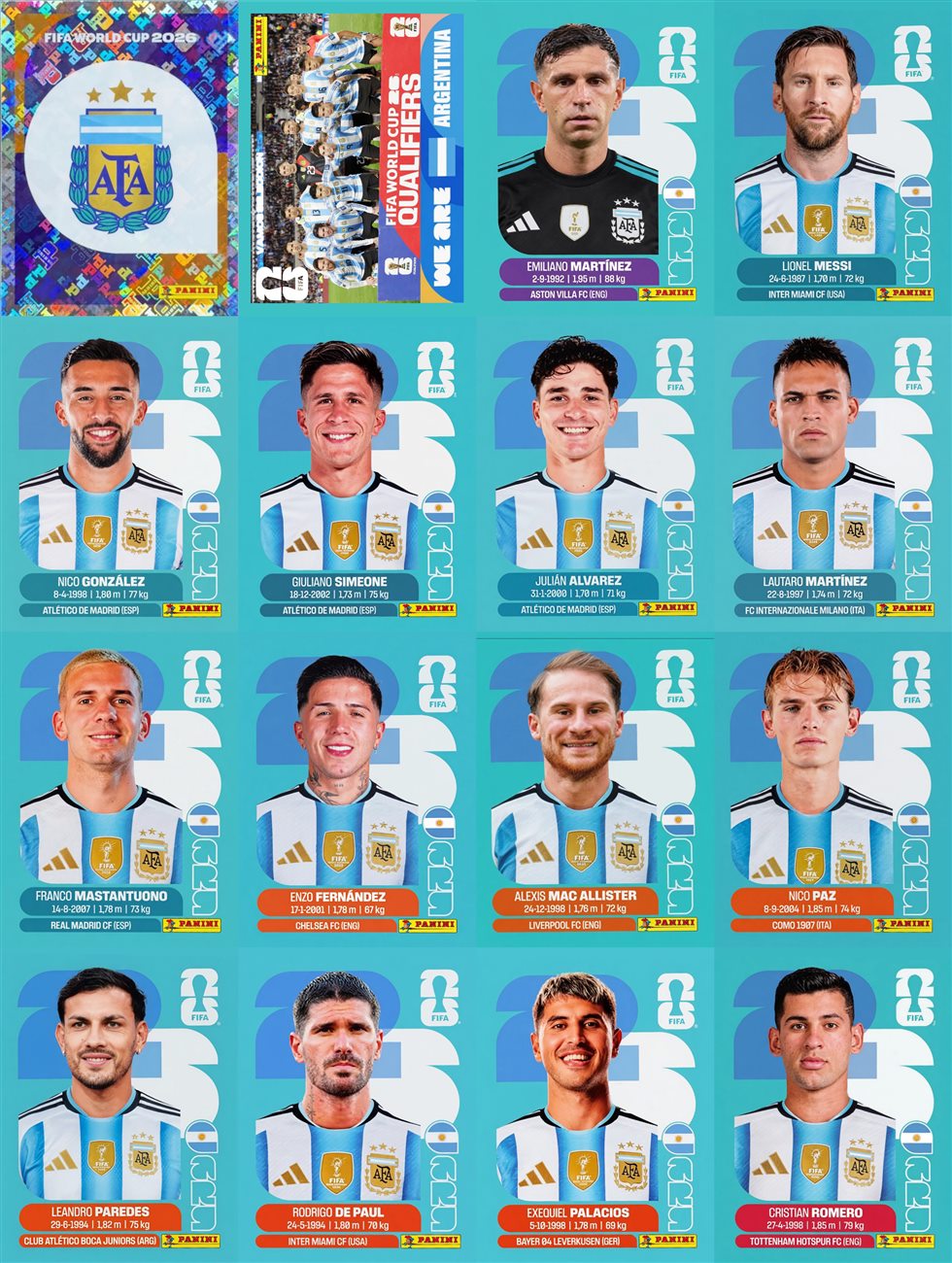 Previa das figurinhas da Argentina